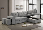 Roanne Fabric Upholstered Sleeper Sectional Sofa Grey