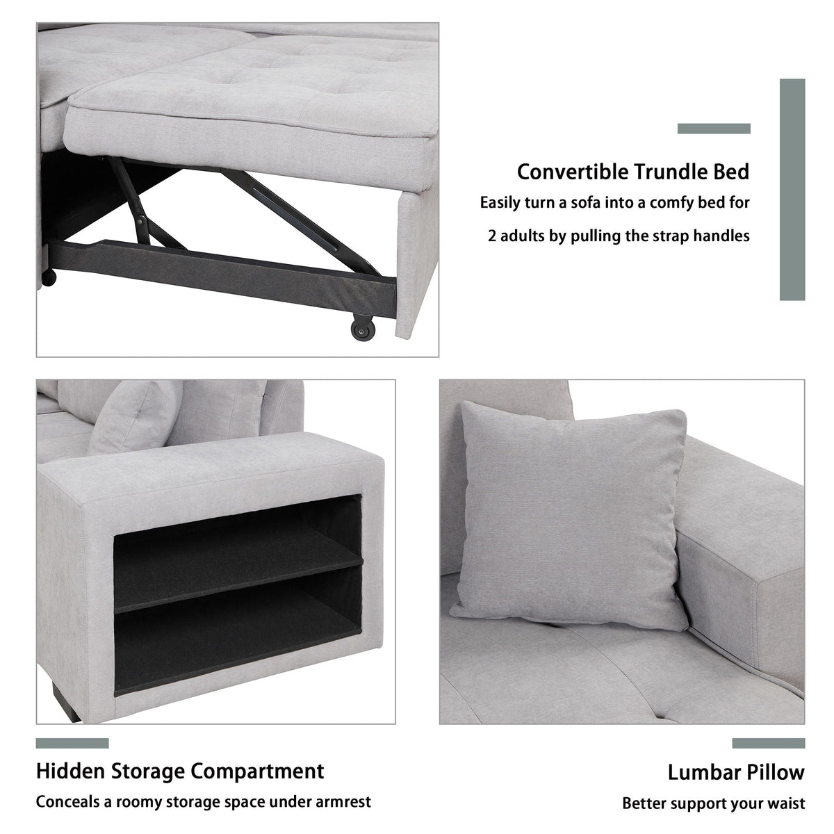 Modern L-Shape 3 Seat Reversible Sectional Couch