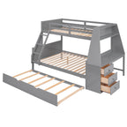 Bunk Bed with Trundle & Built In Desk, 3 Storage Drawers & Shelf