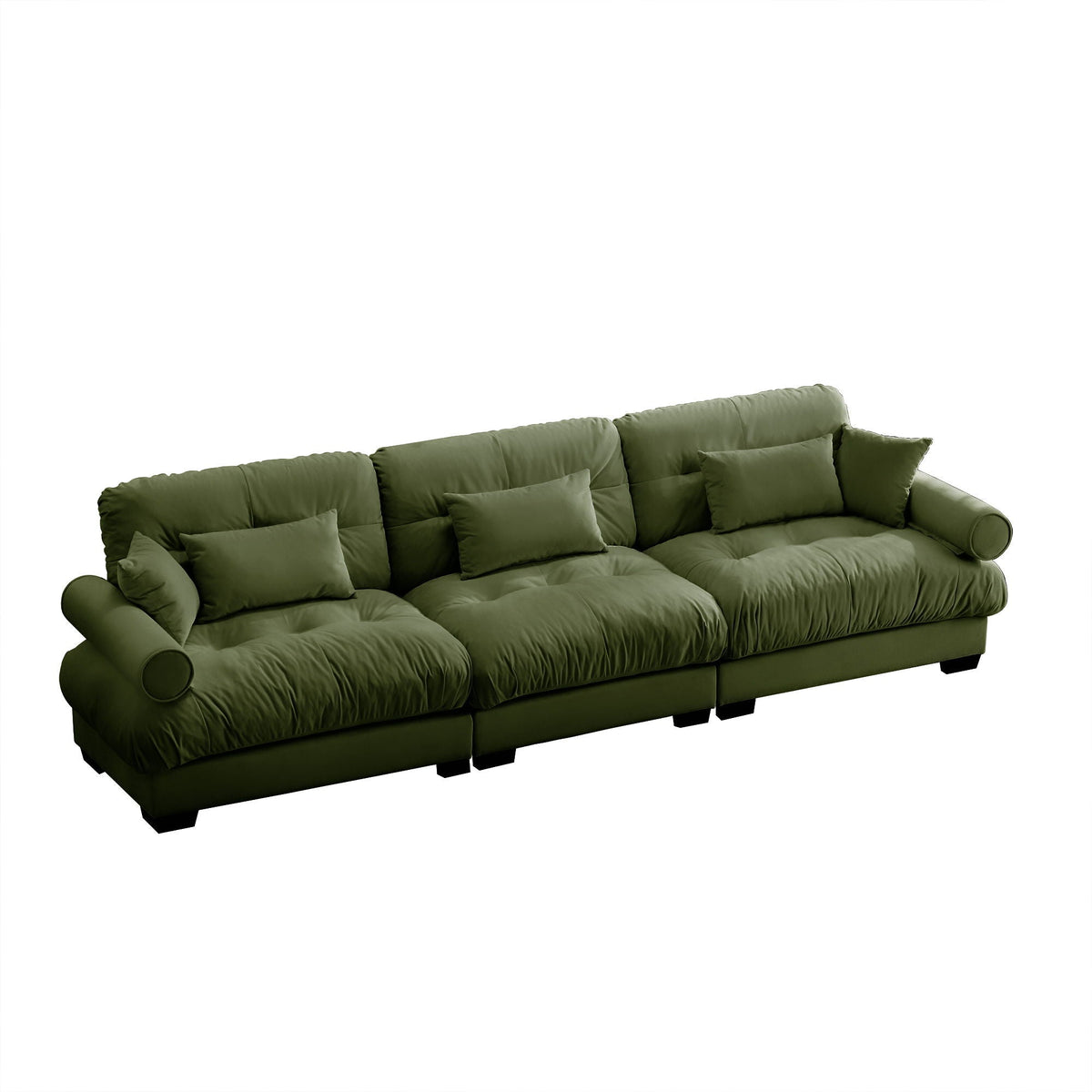 Modern Sofa with Bolstered Armrests & Pillows