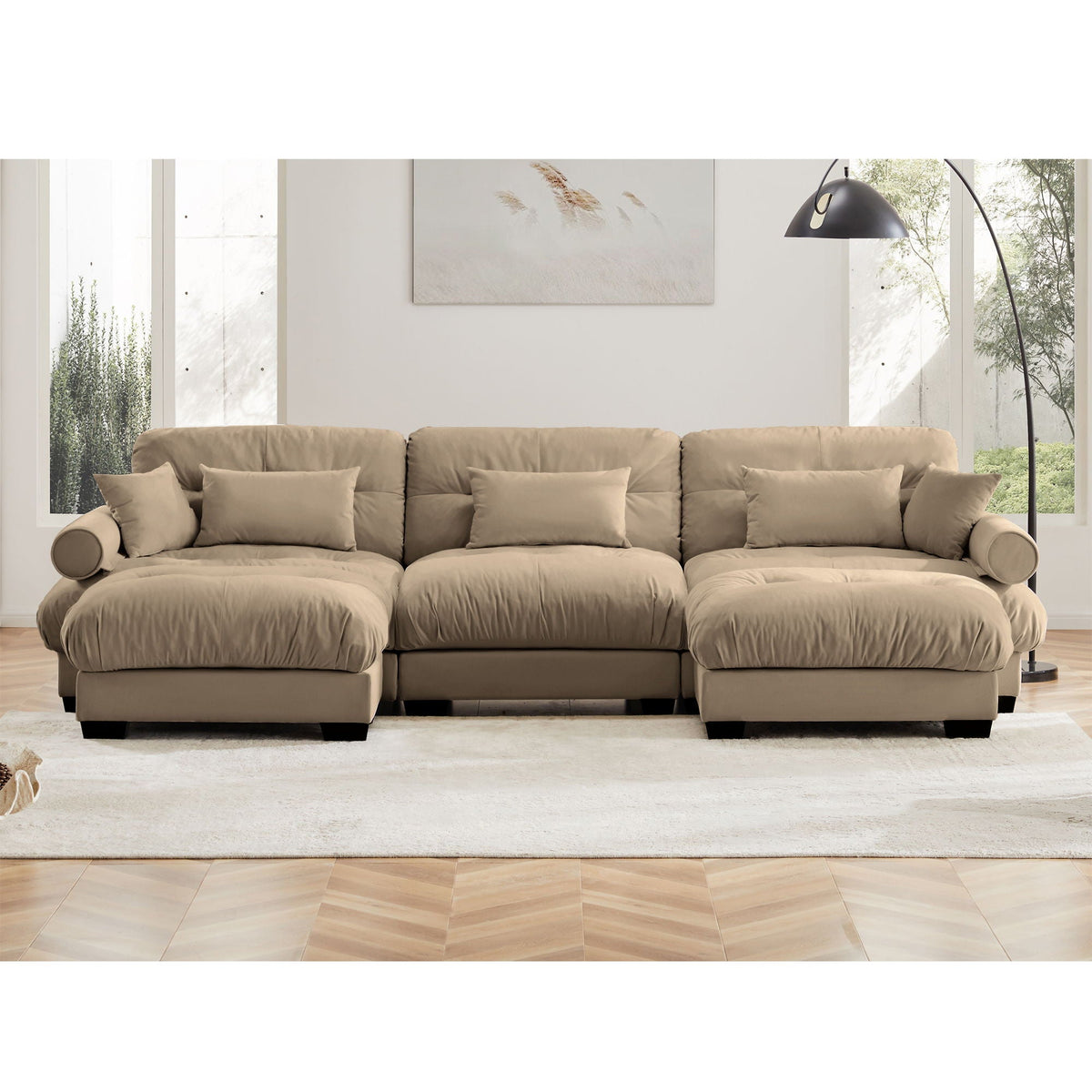 Super Comfort Oversized Modular Sectional Sofa with Movable Ottoman