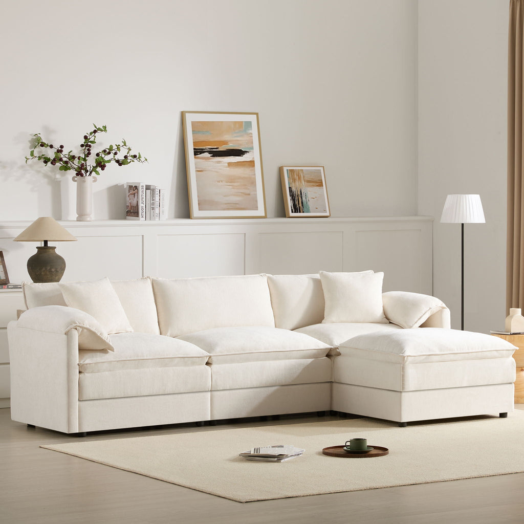 Modular Sectional with Deep & Wide Seat, Cloud Couch Set with Double Cushions Sofa with