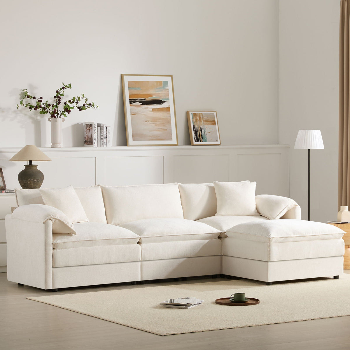 Modular Sectional with Deep & Wide Seat, Cloud Couch Set with Double Cushions Sofa with