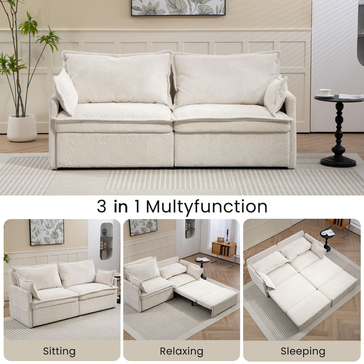 Pull Out Sofa Bed, Convertible Sleeper Sofa, Side Storage
