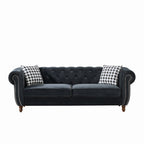 Chesterfield Fabric Sofa with Rolled Arms & Nailhead Trim