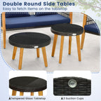 5 Piece Outdoor Conversation Set with 2 Coffee Tables for Backyard Poolside – Navy