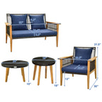 5 Piece Outdoor Conversation Set with 2 Coffee Tables for Backyard Poolside – Navy