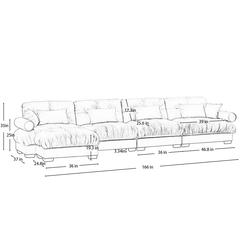 Super Comfort Oversized Modular Sectional Sofa with Movable Ottoman