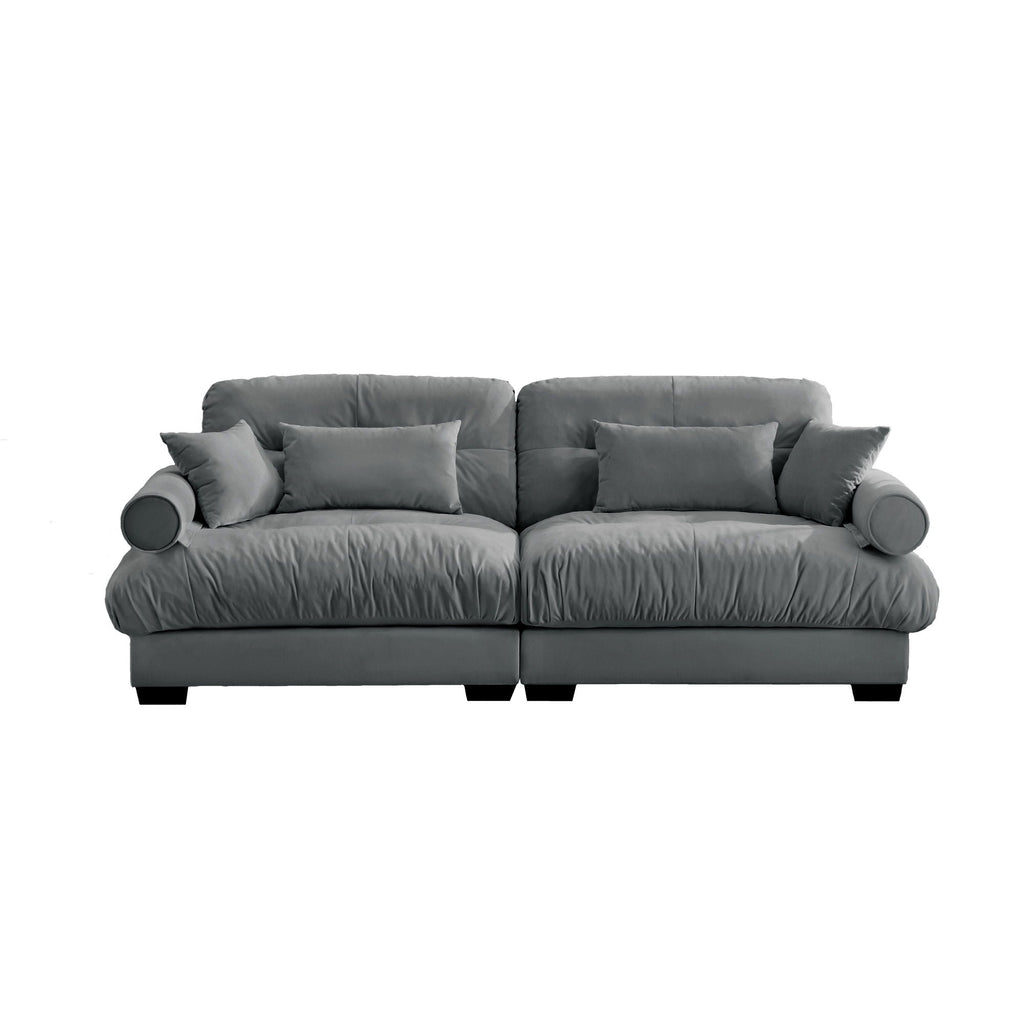 Modern Oversize Sofa with Cloud Like Comfort, Featuring Waist & Throw Pillows