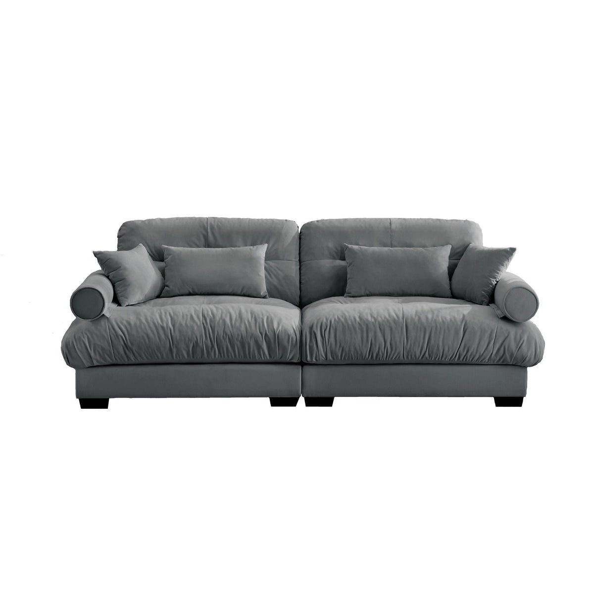 Modern Oversize Sofa with Cloud Like Comfort, Featuring Waist & Throw Pillows