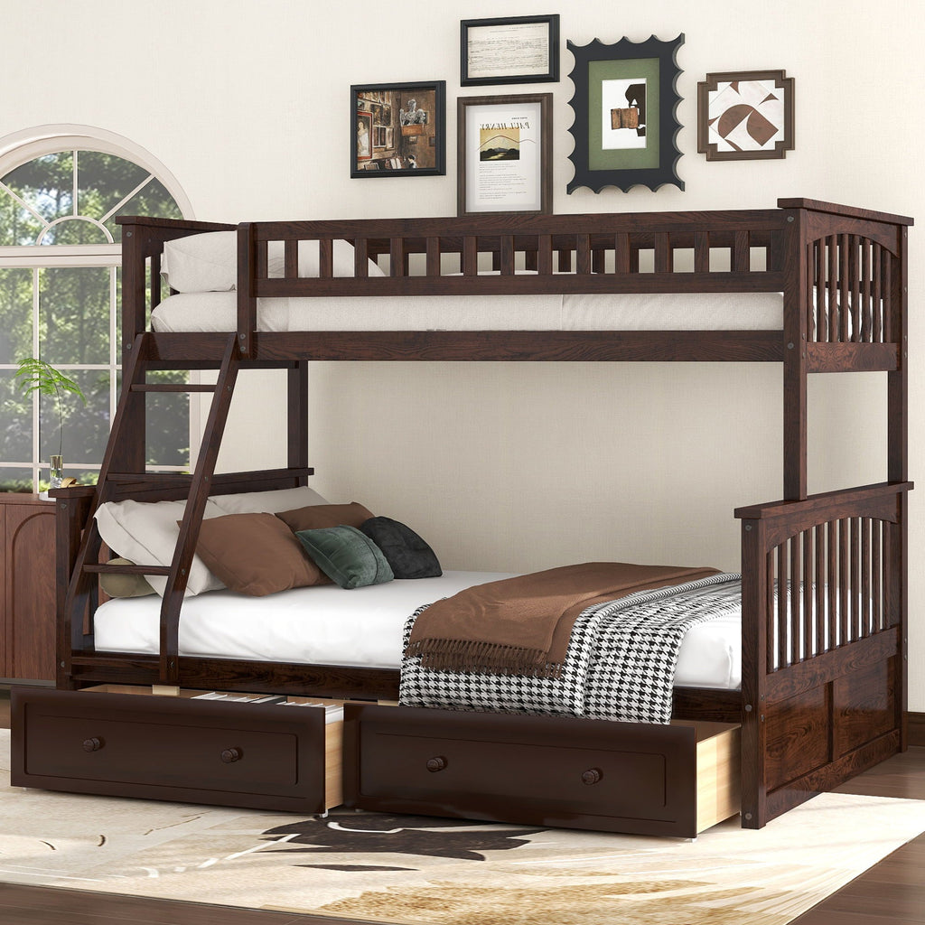 Bunk Bed with Drawers, Convertible Storage Bed