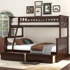 Bunk Bed with Drawers, Convertible Storage Bed