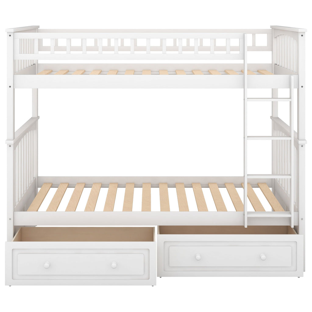 Mystrene - Twin Over Twin Bunk Bed with Drawers, Convertible Beds