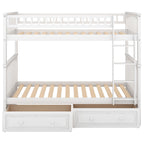 Mystrene - Twin Over Twin Bunk Bed with Drawers, Convertible Beds