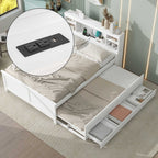 Platform Bed with Storage Headboard, USB, Trundle & 3 – Drawer