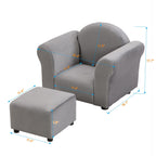 Kids Recliner Chair, Kids Upholstered Couch with Ottoman – Dark Gray