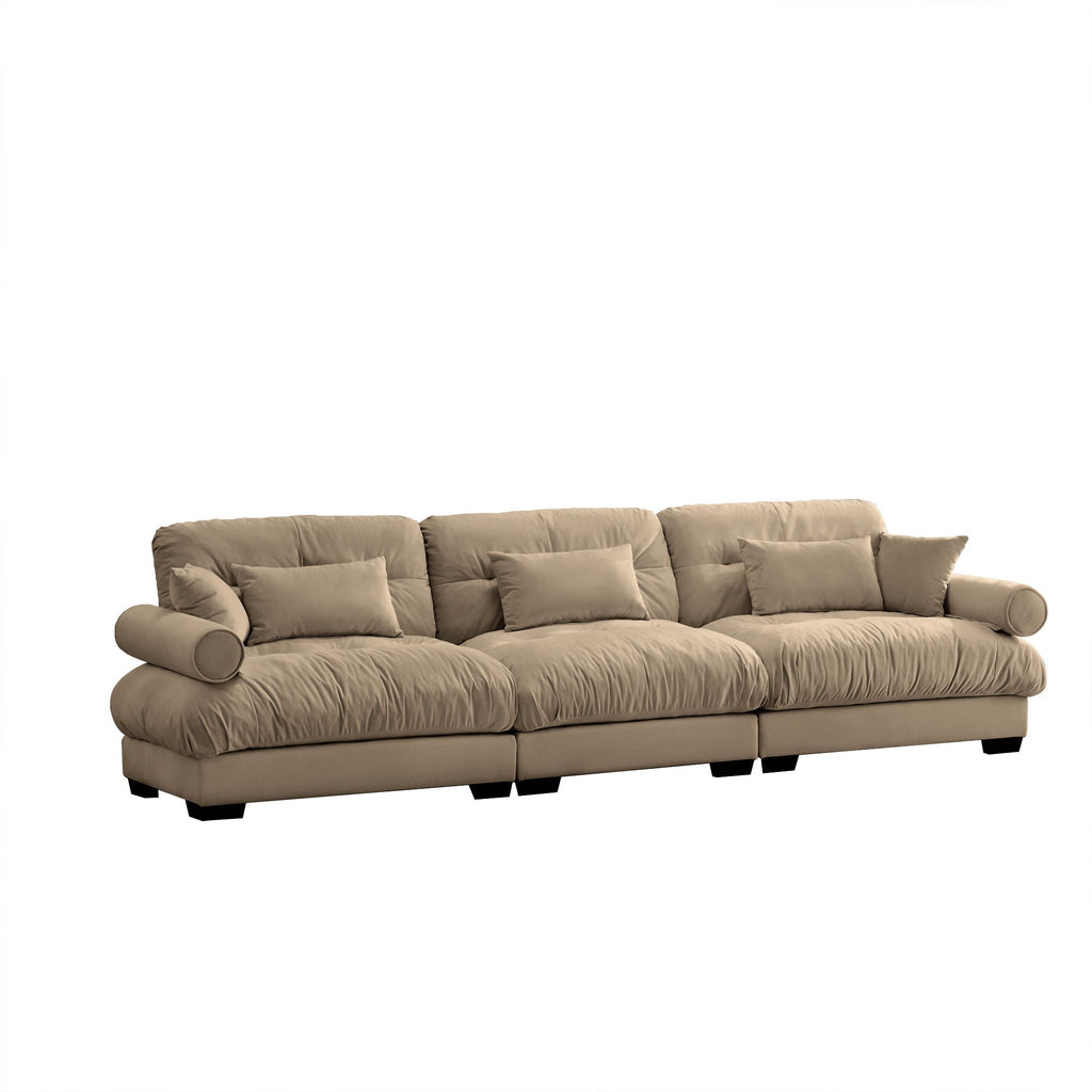 Modern Oversize Sofa with Cloud Like Comfort, Featuring Waist & Throw Pillows