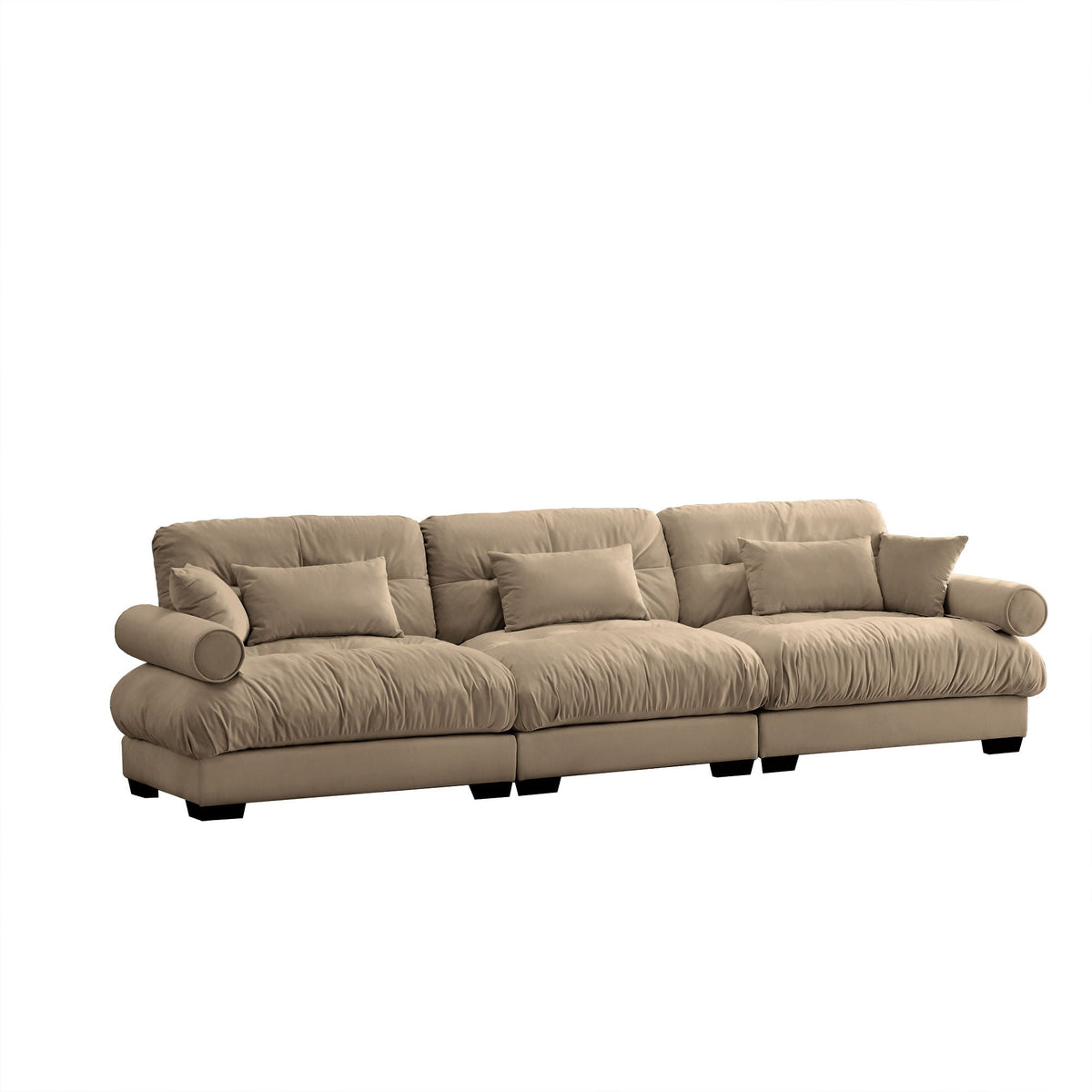 Modern Oversize Sofa with Cloud Like Comfort, Featuring Waist & Throw Pillows