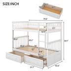 Mystrene - Twin Over Twin Bunk Bed with Drawers, Convertible Beds