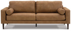 Telora Faux Leather Sofa – Caramel