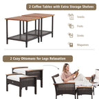 7-Piece Patio Rattan Cushioned Conversation Furniture Set