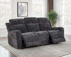 Kennett Chenille Upholstered Power Reclining Sofa Dark Grey