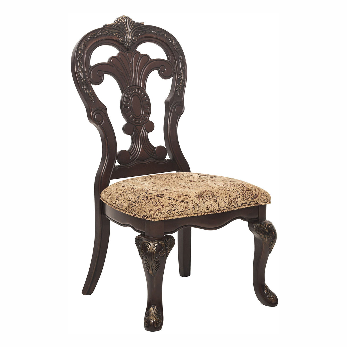 Elegant Style Beautiful Side Chairs 2 Piece Set Cherry with Tipping Fabric Upholstered Traditional Dining Furniture – Cherry