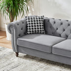 Chesterfield Fabric Sofa with Rolled Arms & Nailhead Trim