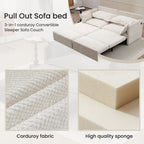 Pull Out Sofa Bed, Convertible Sleeper Sofa, Side Storage