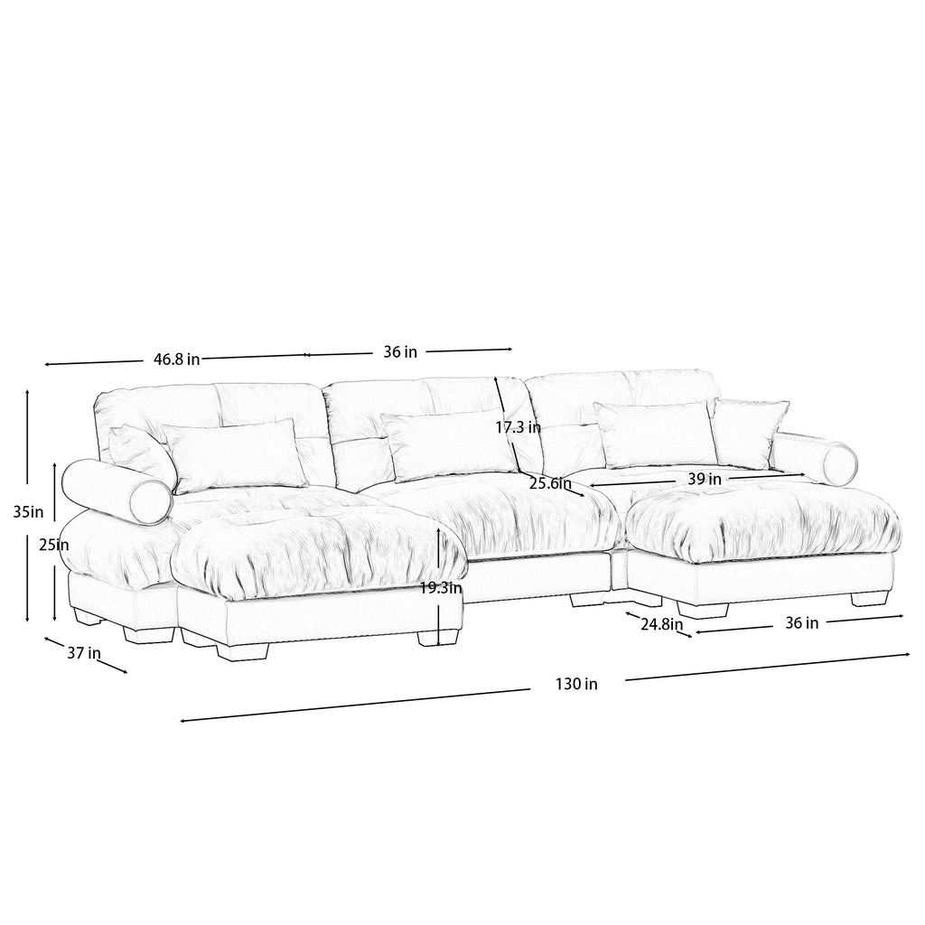 Super Comfort Oversized Modular Sectional Sofa with Movable Ottoman