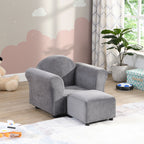 Kids Recliner Chair, Kids Upholstered Couch with Ottoman – Dark Gray