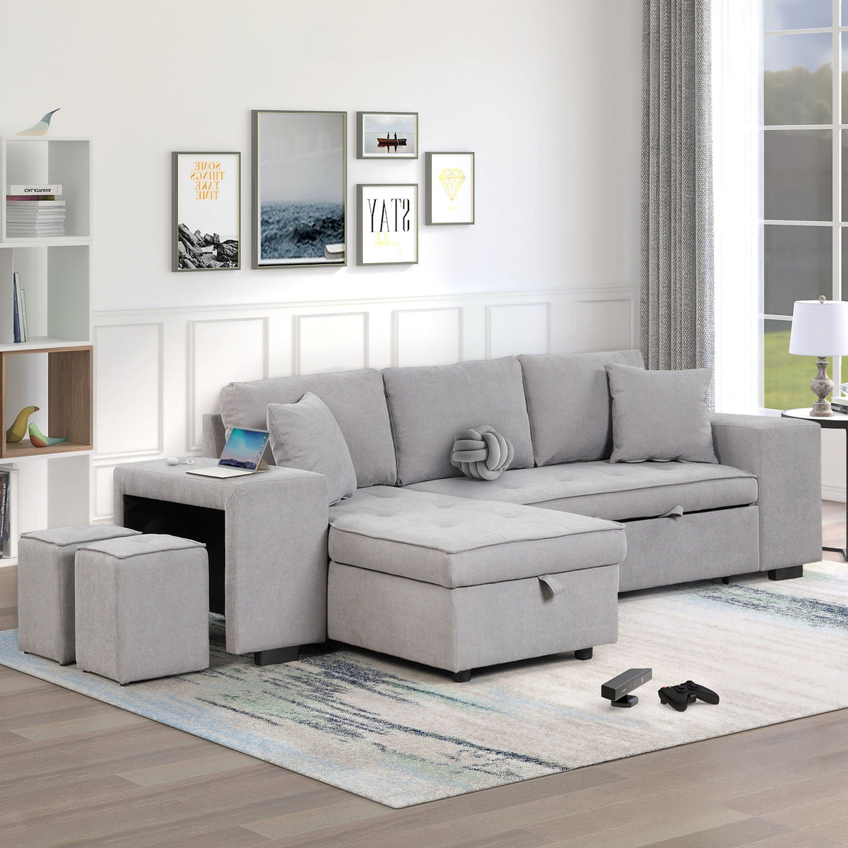 Modern L-Shape 3 Seat Reversible Sectional Couch