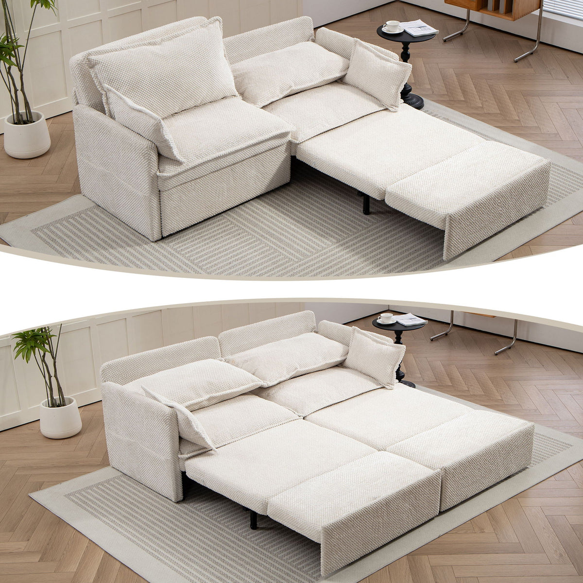 Pull Out Sofa Bed, Convertible Sleeper Sofa, Side Storage