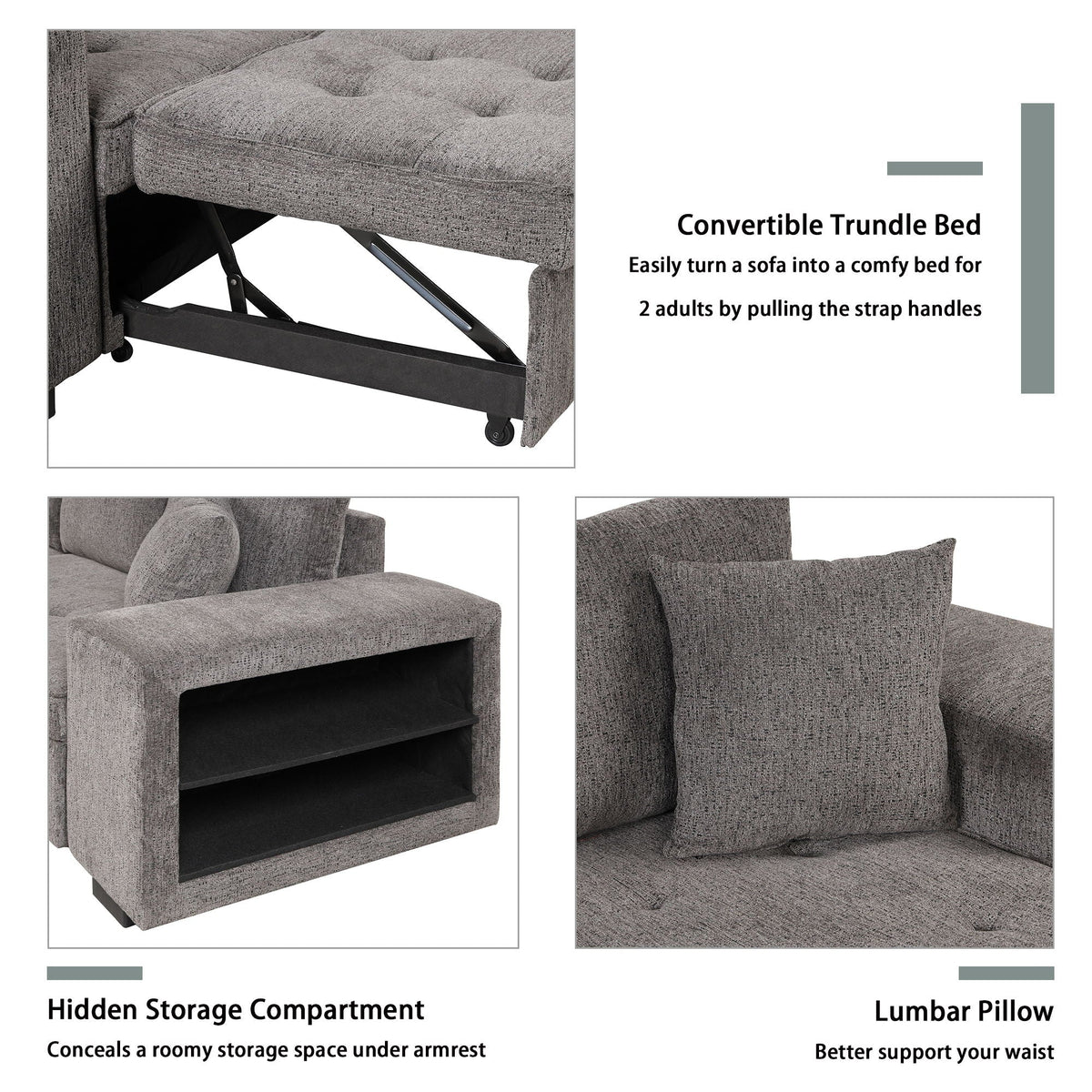 Modern L-Shape 3 Seat Reversible Sectional Couch