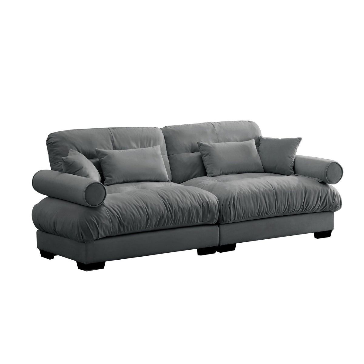 Modern Oversize Sofa with Cloud Like Comfort, Featuring Waist & Throw Pillows