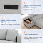 L-Shaped Sectional Pull Out Sofa Bed Sleeper Sofa with Two USB Ports