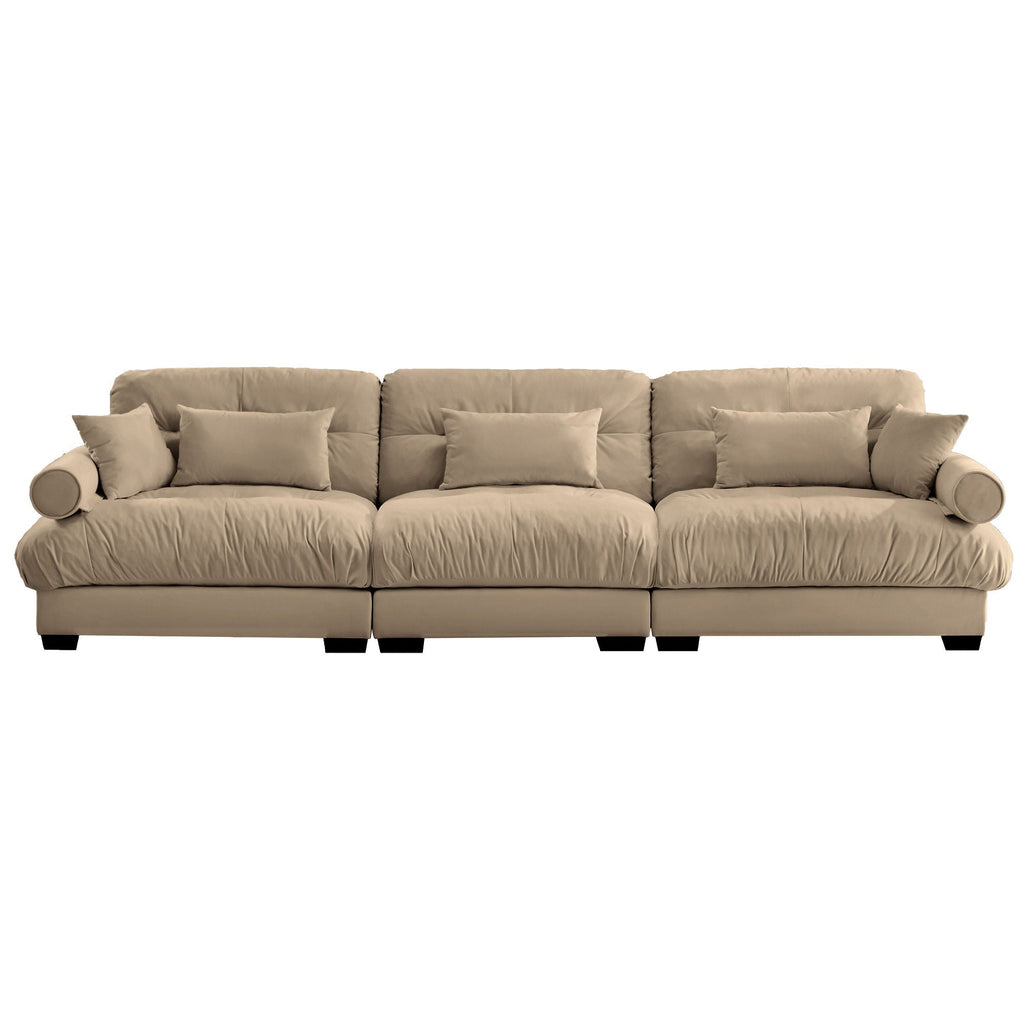 Modern Oversize Sofa with Cloud Like Comfort, Featuring Waist & Throw Pillows