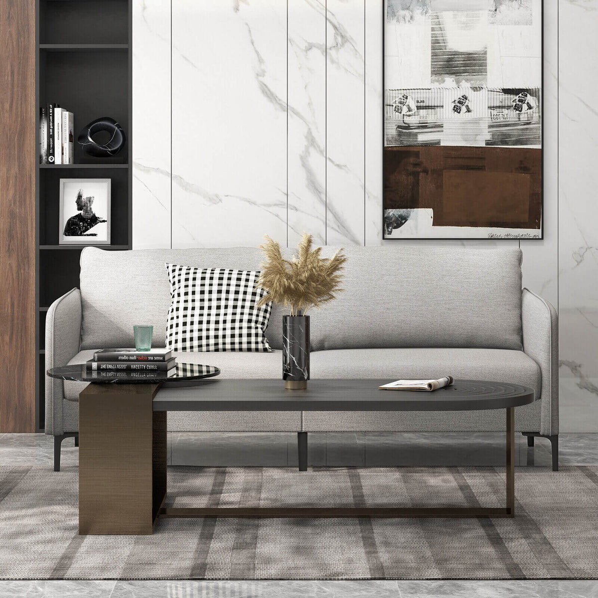 Modern 76 Inch Loveseat Sofa Couch for Apartment Dorm with Metal Legs – Gray