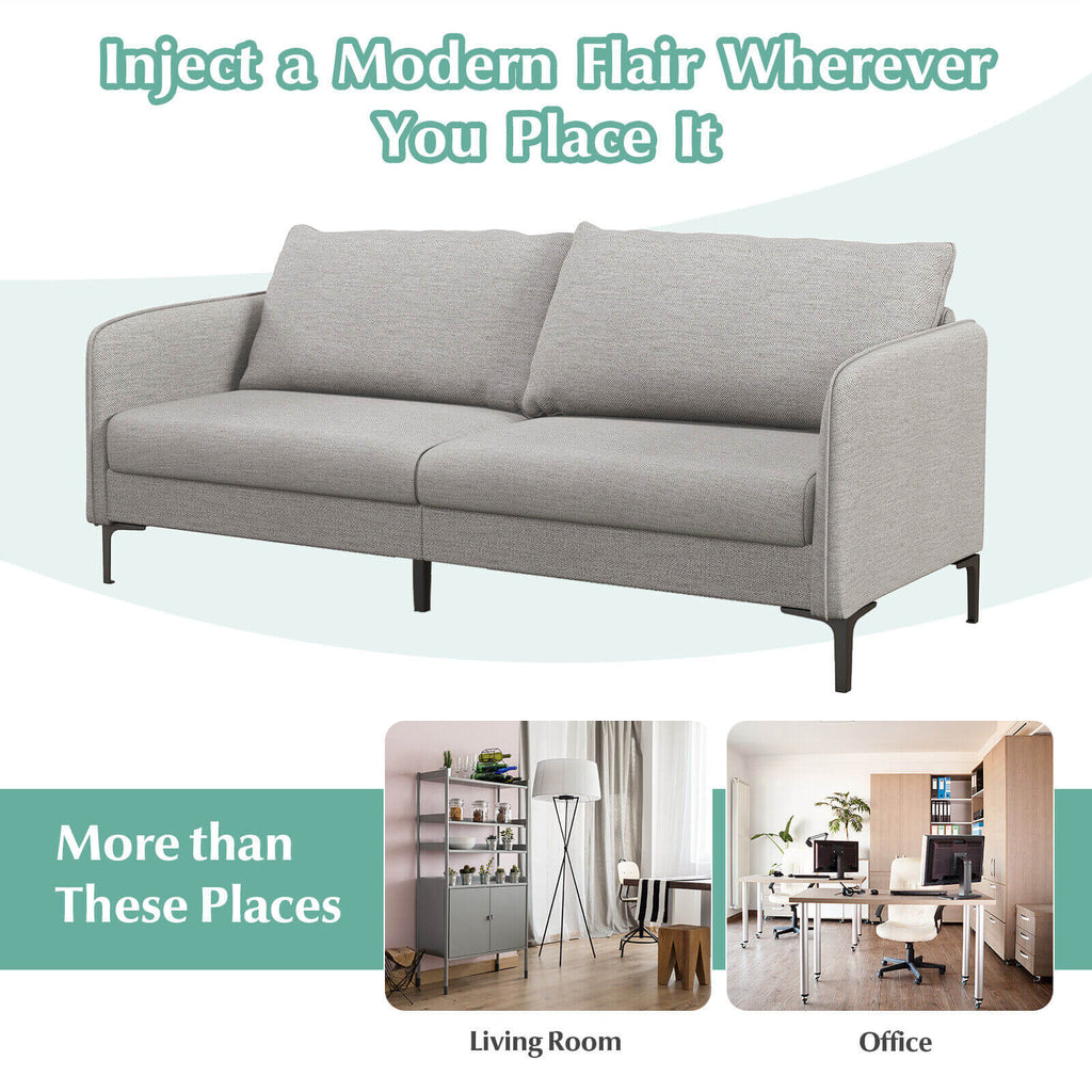 Modern 76 Inch Loveseat Sofa Couch for Apartment Dorm with Metal Legs – Gray