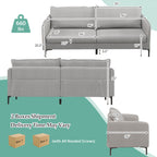 Modern 76 Inch Loveseat Sofa Couch for Apartment Dorm with Metal Legs – Gray
