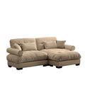 Modern Sectional Sofa with Ottoman, Round Bolster Armrests, Waist & Throw Pillows