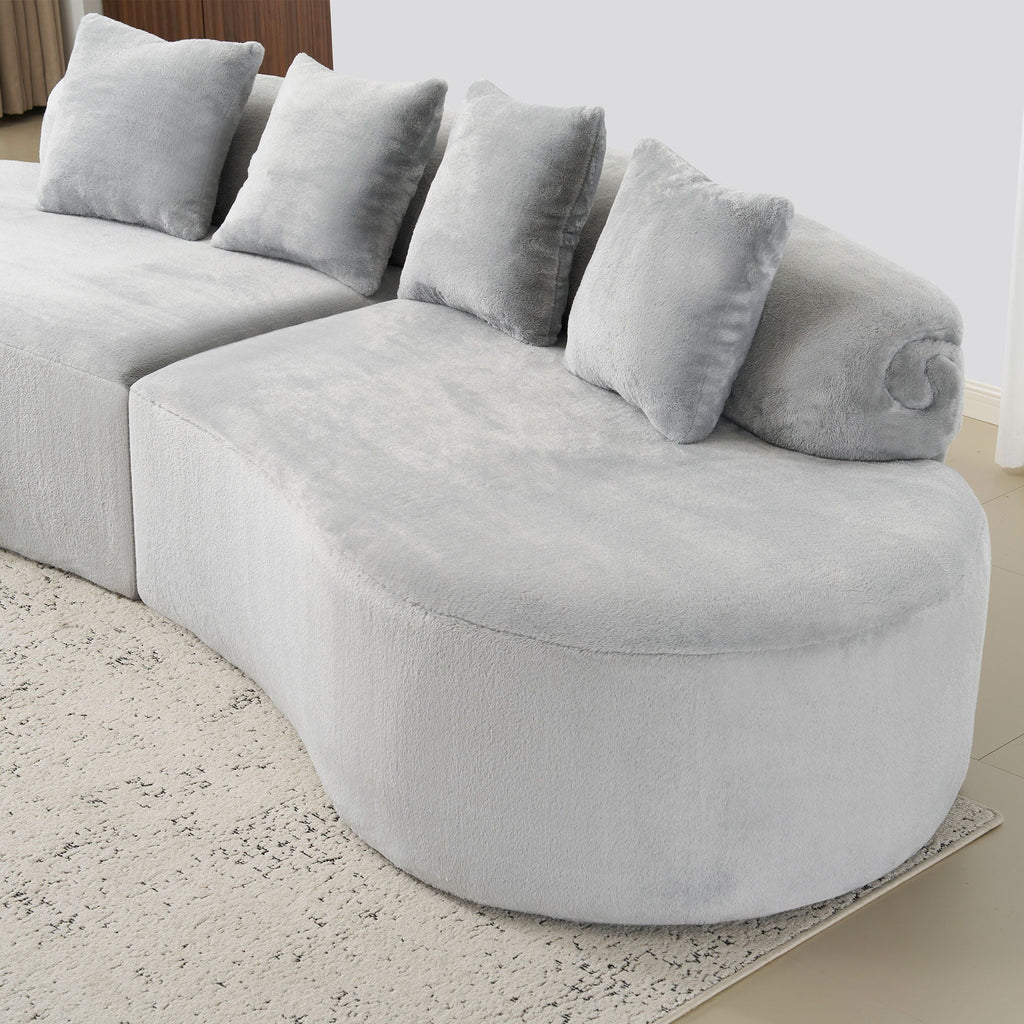 Modern Curved Sofa with Pillows