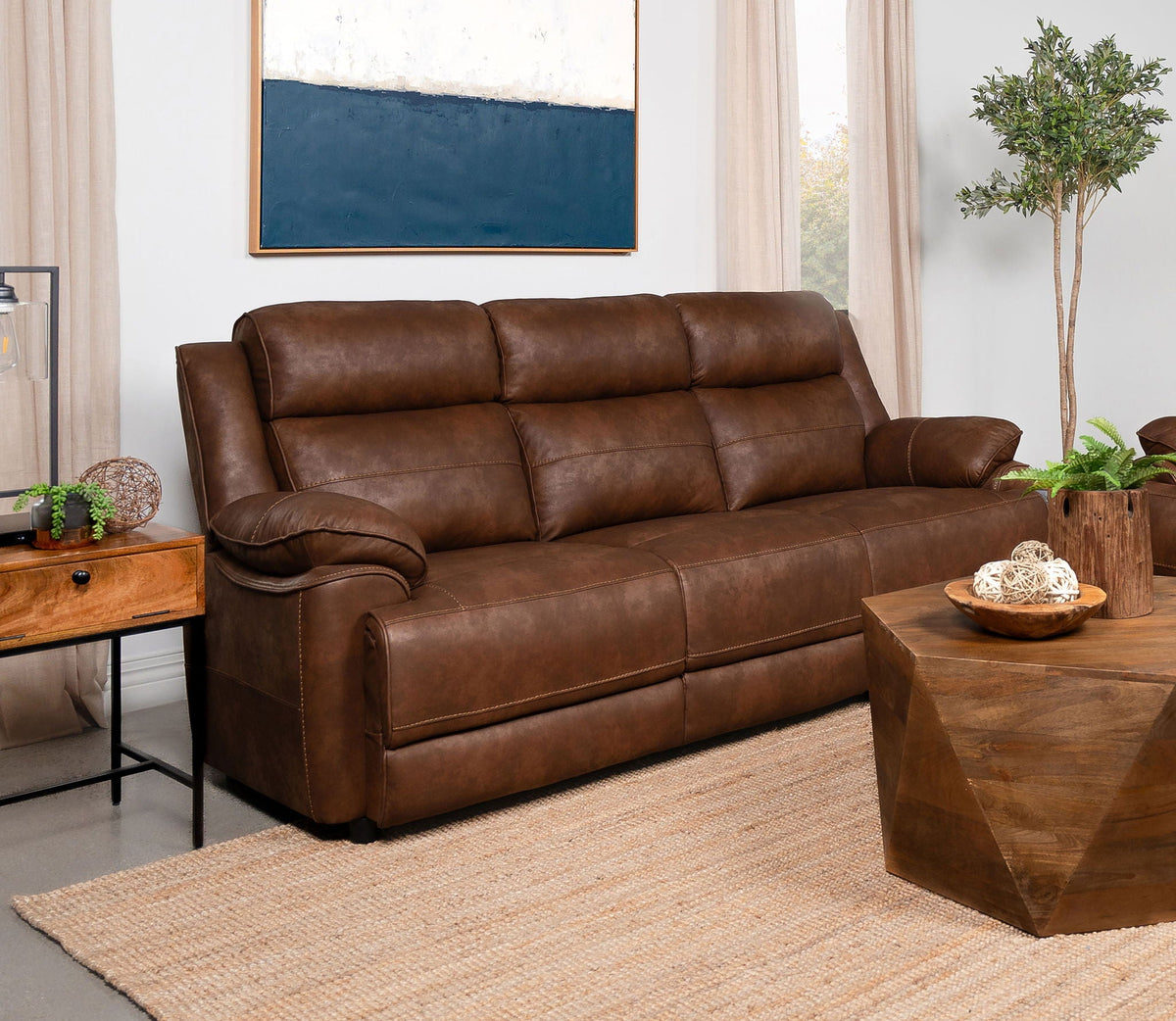Ellington Upholstered Padded Arm Sofa Dark Brown