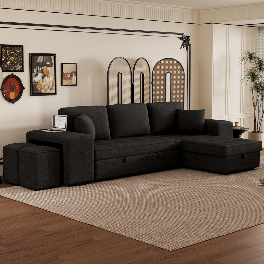 Modern L-Shape 3 Seat Reversible Sectional Couch