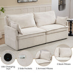 Pull Out Sofa Bed, Convertible Sleeper Sofa, Side Storage