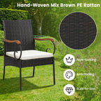 7-Piece Patio Wicker Dining Set with Detachable Cushion and Umbrella Hole