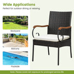 7-Piece Patio Wicker Dining Set with Detachable Cushion and Umbrella Hole