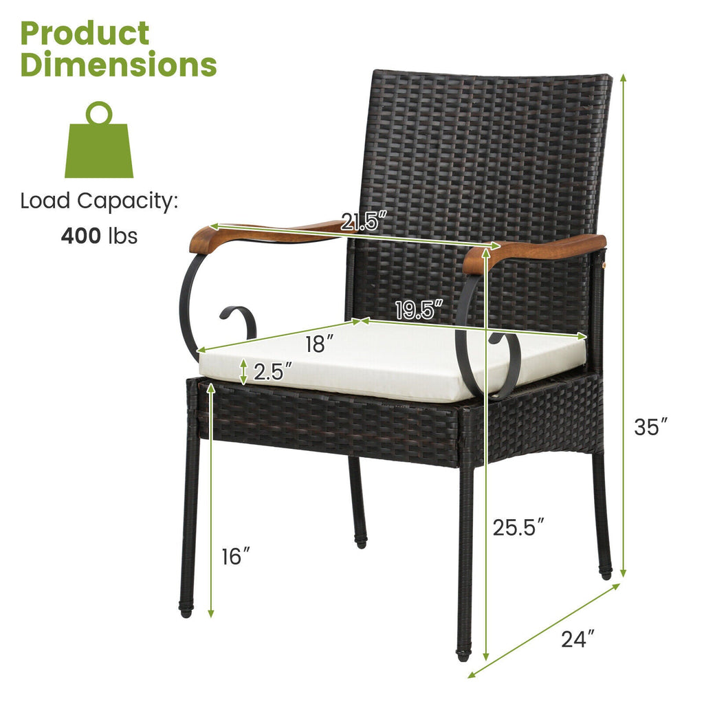 7-Piece Patio Wicker Dining Set with Detachable Cushion and Umbrella Hole