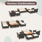 7-Piece Patio Furniture PE Rattan Sectional Sofa Set with Armchairs and Table – white