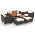 7-Piece Patio Furniture PE Rattan Sectional Sofa Set with Armchairs and Table – white
